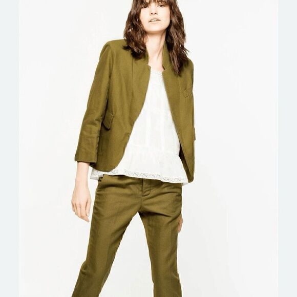 $348 Zadig & Voltaire Blazer Womens XS Army Green  Office Siren Corpcore - Picture 1 of 13
